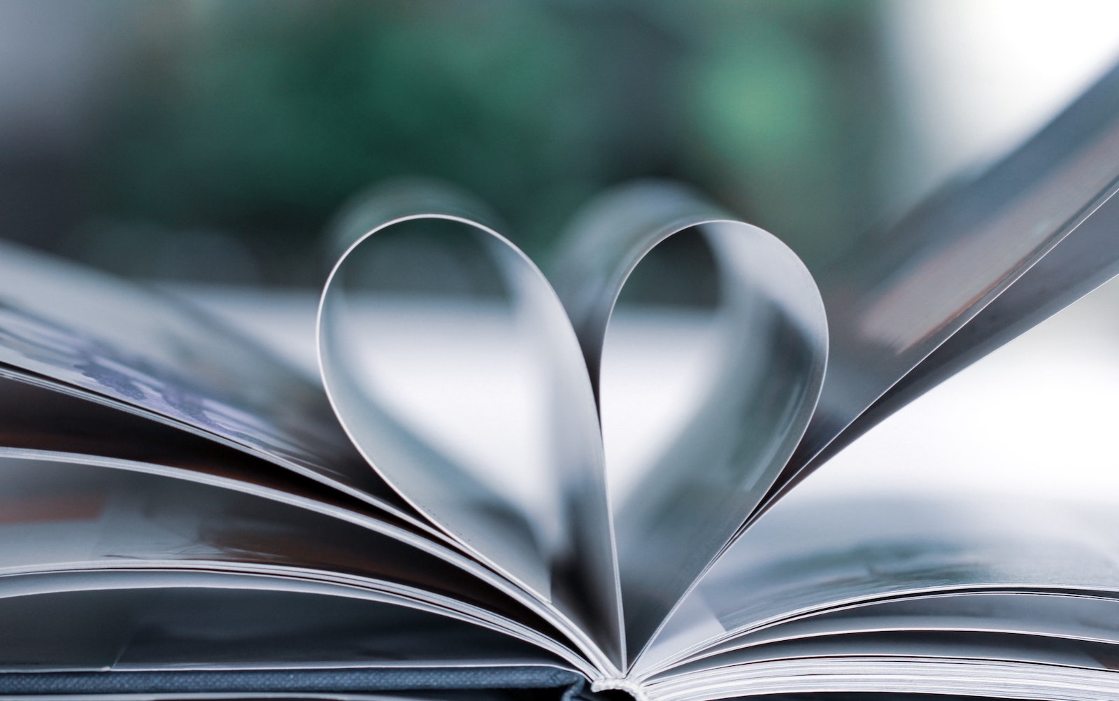 pages of a book creating a heart shape